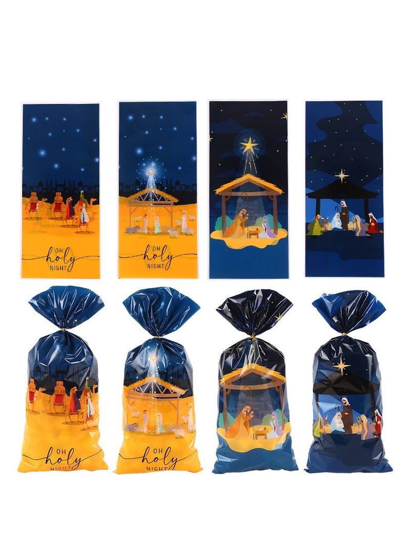 50PCS Food Grade Printed Drawstring Candy Bags 4 Styles Resealable Treat Pouches for Gifts and Party Favors - Image 1