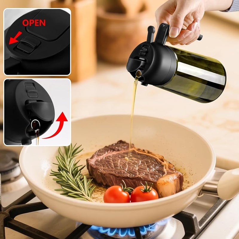 SWEET VIEW Olive Oil Dispenser and Oil Sprayer - 470ml Glass Lightproof Oil Pourer for Kitchen, Air Fryer, Cooking, Salad and BBQ - Image 4