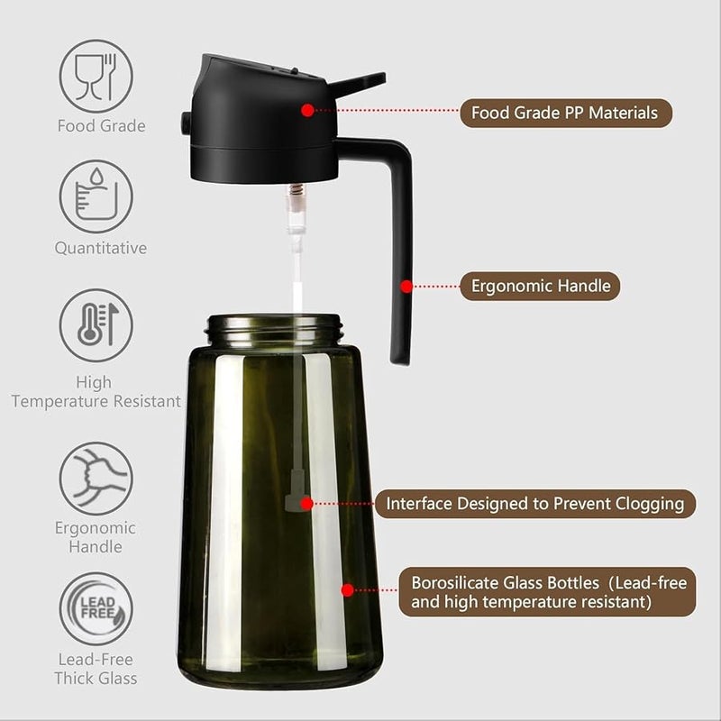 SWEET VIEW Olive Oil Dispenser and Oil Sprayer - 470ml Glass Lightproof Oil Pourer for Kitchen, Air Fryer, Cooking, Salad and BBQ - Image 5