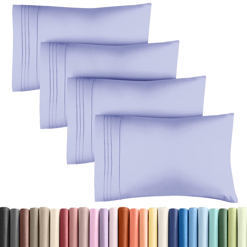 CGK Unlimited CGK Unlimited Queen Size Lavender Pillow Cover Bedding Set of 4  Soft Premium Quality Microfiber Pillowcases for Machine Washing  20x40 20x36  20x48 Inch Pillows 