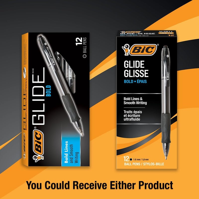 BIC Glide Bold Retractable Ballpoint Pens, Black - 12 Count - Image 3