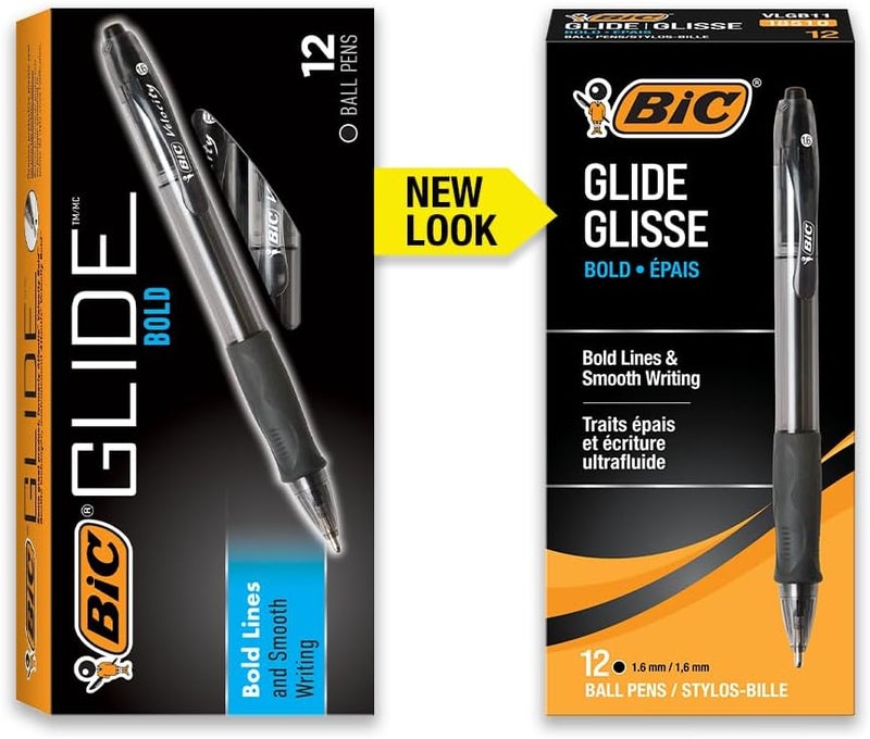 BIC Glide Bold Retractable Ballpoint Pens, Black - 12 Count - Image 2