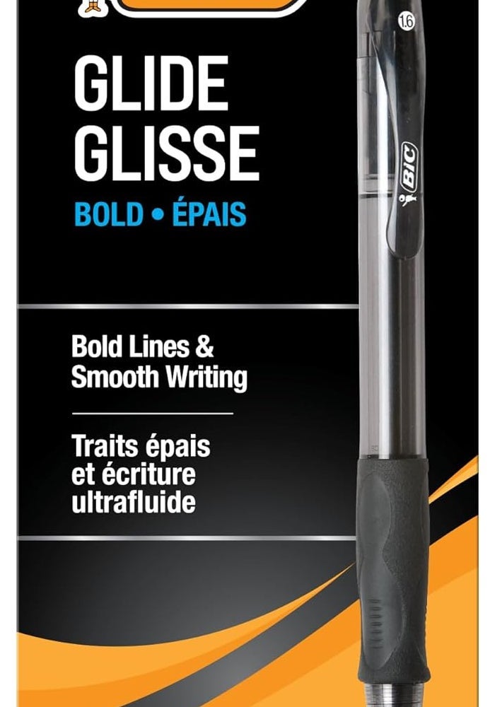 BIC Glide Bold Retractable Ballpoint Pens, Black - 12 Count - Image 1