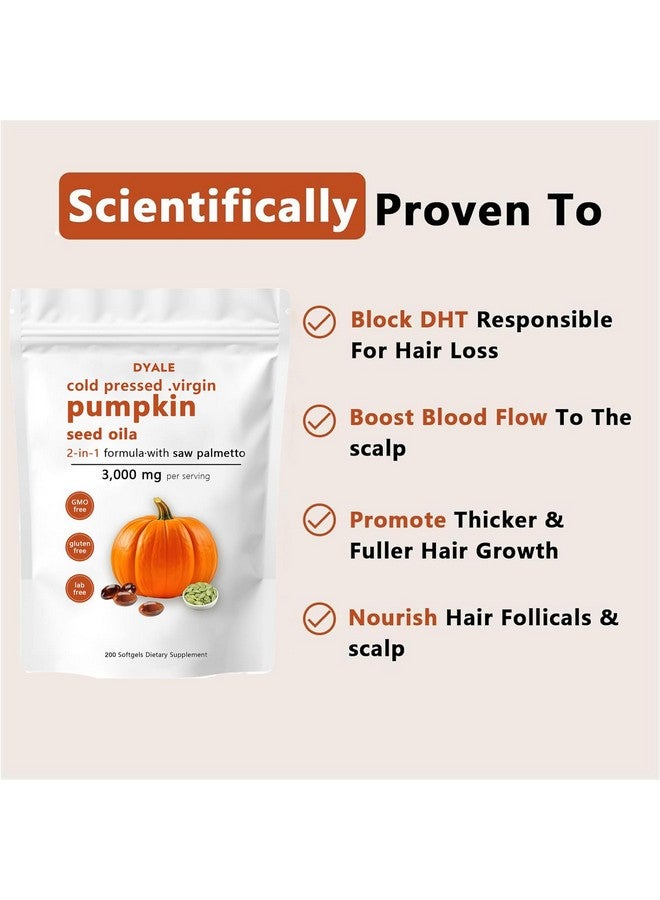 DYALE Pumpkin Seed Oil with Saw Palmetto,200 Softgels | Cold Pressed, Pure Virgin Oil, Essential Fatty Acids & Phytosterols | Supports Hair, Urinary, Bladder & Prostate Health | Non-GMO (1pc) - Image 4