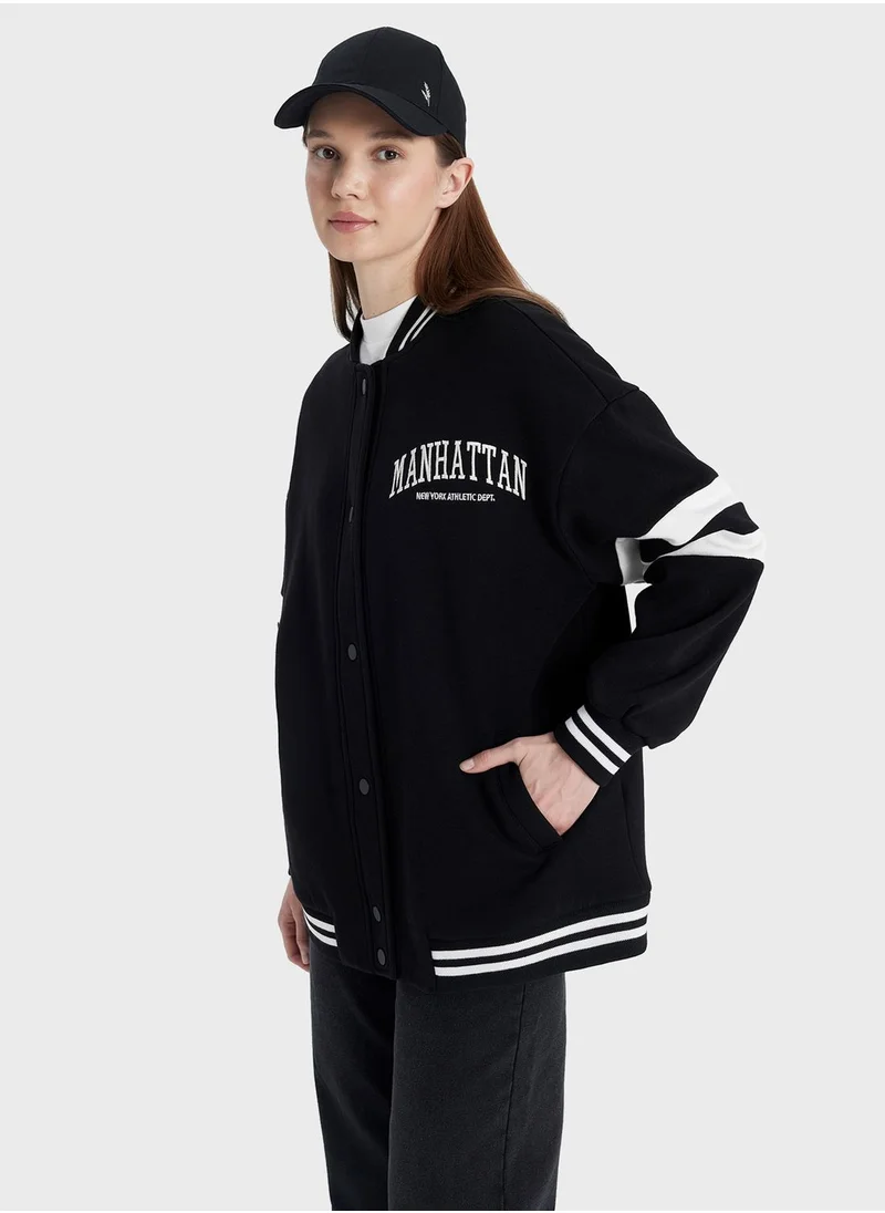 DeFacto Regular Fit College Collar Bomber Cardigan