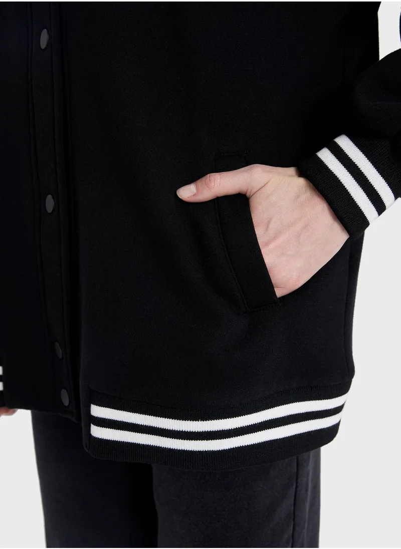 DeFacto Regular Fit College Collar Bomber Cardigan