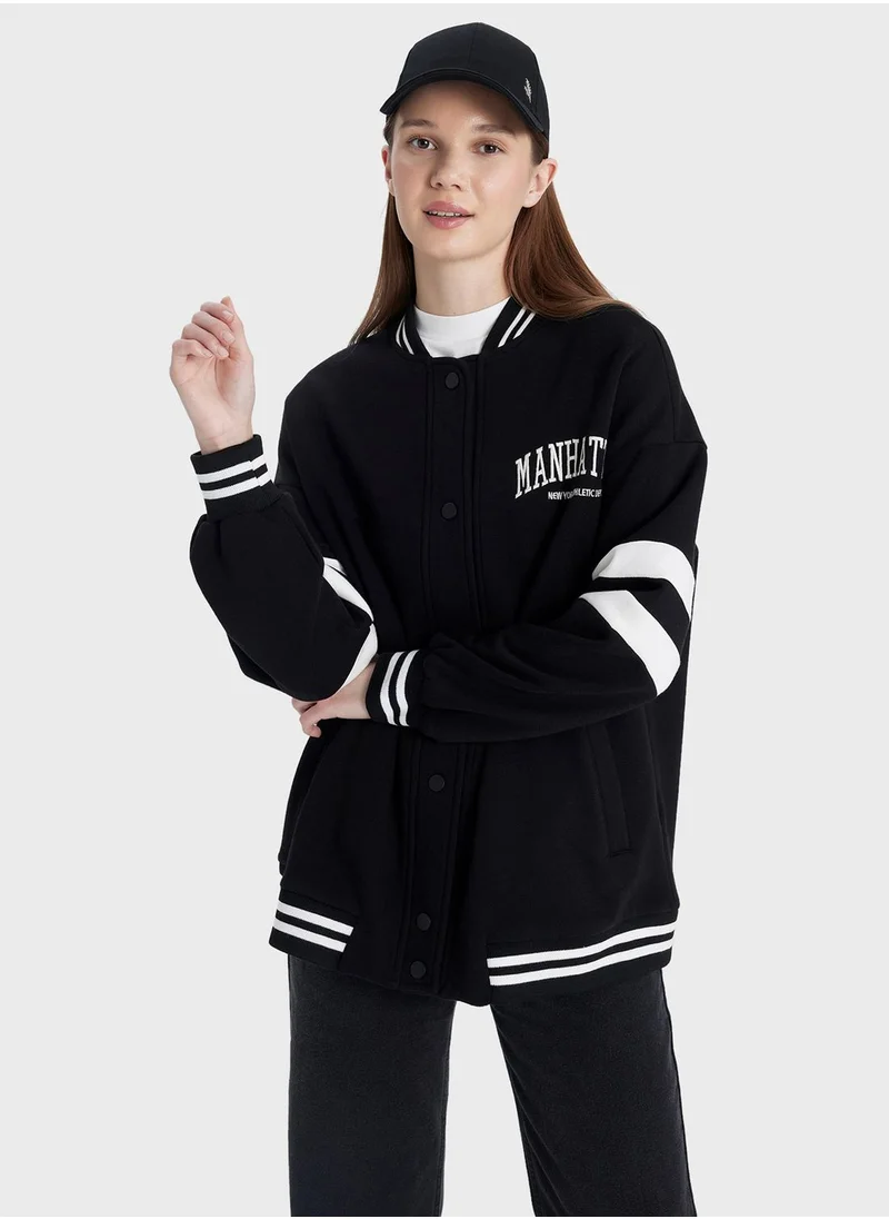 DeFacto Regular Fit College Collar Bomber Cardigan