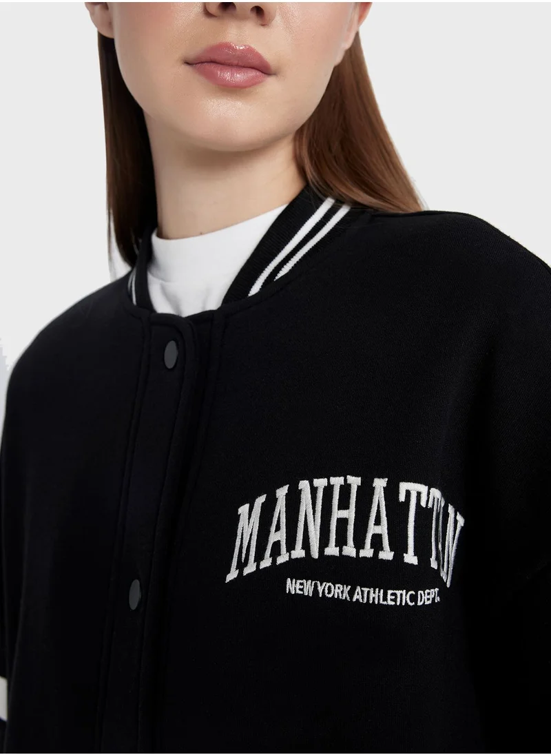 DeFacto Regular Fit College Collar Bomber Cardigan