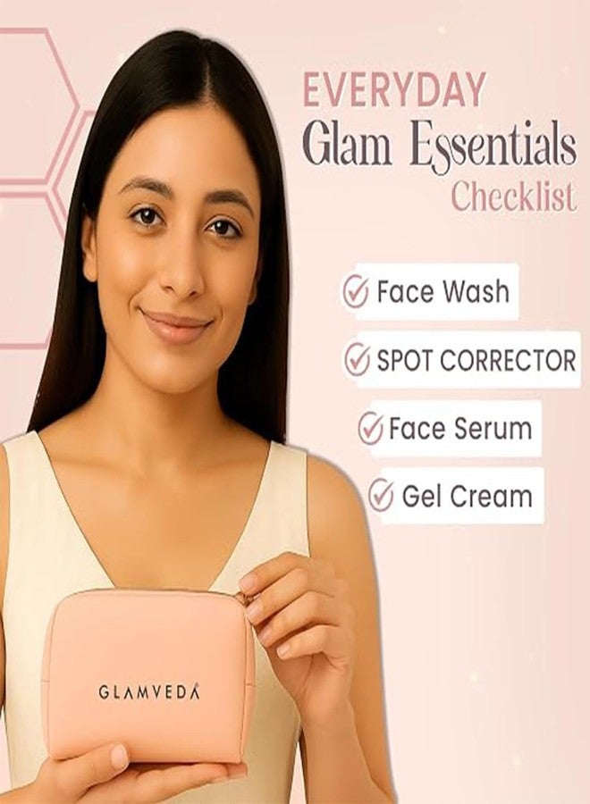 Glamveda 2% Kojic Acid 4 Step Skincare Set With Pouch – Facewash, Spot Corrector, Serum & Cream | Remove Dark Spots, Pigmentation, Acne Scars & Melasma | Evens Skin Tone - Image 3
