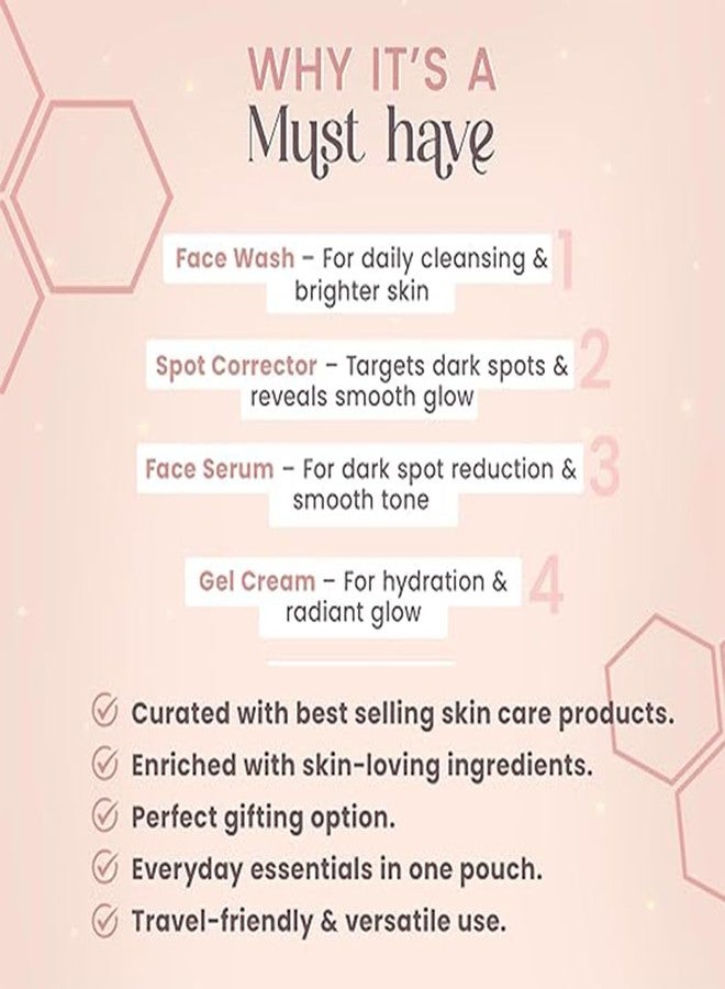 Glamveda 2% Kojic Acid 4 Step Skincare Set With Pouch – Facewash, Spot Corrector, Serum & Cream | Remove Dark Spots, Pigmentation, Acne Scars & Melasma | Evens Skin Tone - Image 4