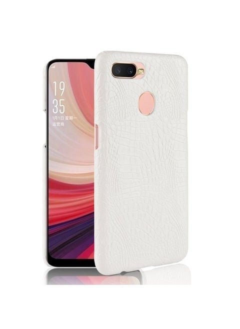 Case Cover For Oppo A12 Shockproof Crocodile Texture PC + PU Case White