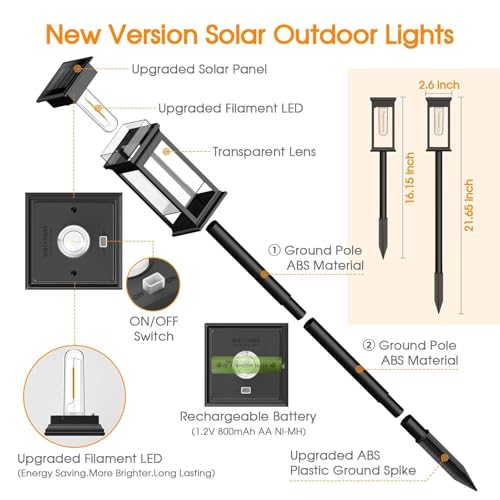 WIDEWINGS Solar Pathway Lights – Waterproof Outdoor Garden Lights for Yard, Lawn, Patio – Auto On/Off LED Landscape Lighting, Decorative Solar Walkway Lights (8 Pack) - Image 4