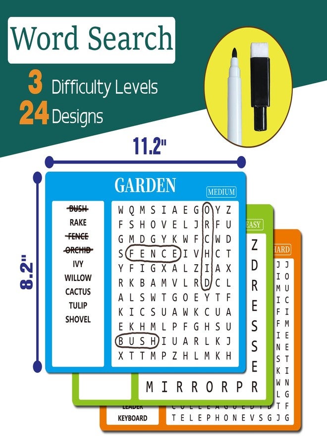 EDUMAETRIX 2-in-1 Mindful Puzzles Set with 24 Crossword and 8 Word Search, 1-12 Players, Memory Activities for Seniors with Alzheimer's and Dementia - Image 2