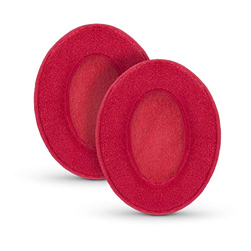 Brainwavz Velor Replacements Ear Pads - for ATH-M50X, SHURE, AKG, HifiMan, ATH, Philips, Fostex Velour Memory Foam Earpads & Many Over The Ear Headphones, Oval Red - Image 1