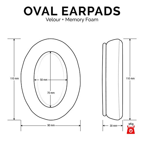 Brainwavz Velor Replacements Ear Pads - for ATH-M50X, SHURE, AKG, HifiMan, ATH, Philips, Fostex Velour Memory Foam Earpads & Many Over The Ear Headphones, Oval Red - Image 3