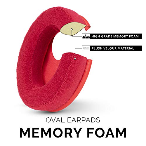 Brainwavz Velor Replacements Ear Pads - for ATH-M50X, SHURE, AKG, HifiMan, ATH, Philips, Fostex Velour Memory Foam Earpads & Many Over The Ear Headphones, Oval Red - Image 4