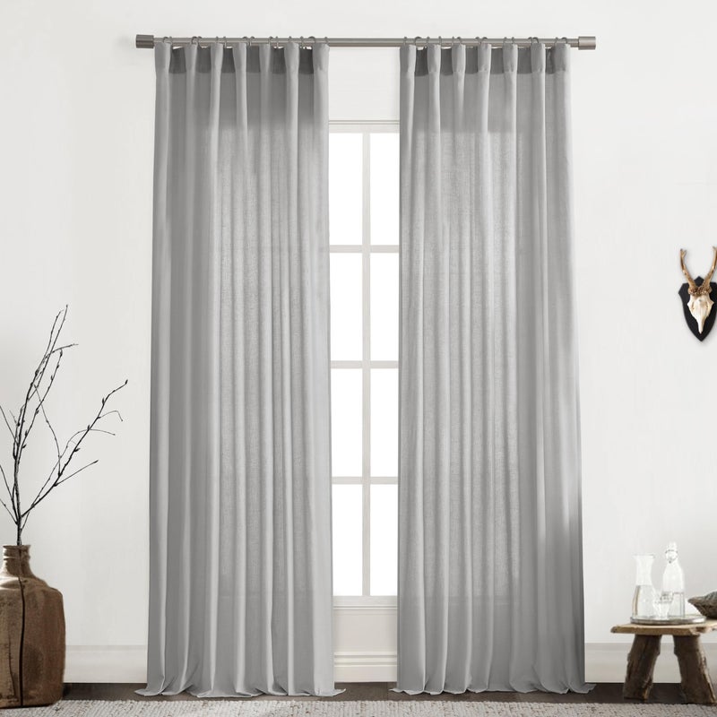 Light Gray Curtains 84 Inches Long 2 Panels SetsSemi Sheer Linen Back Tab Hooks Pleated Privacy That Let Light in Filtering Non See Through Curtains for Bedroom Living Room 84 In LengthDove Grey