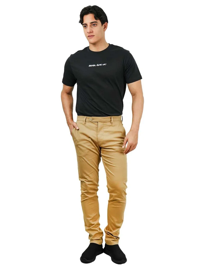 GIORDANO Men's Low Rise Slim Fit Cotton Twill Khakis