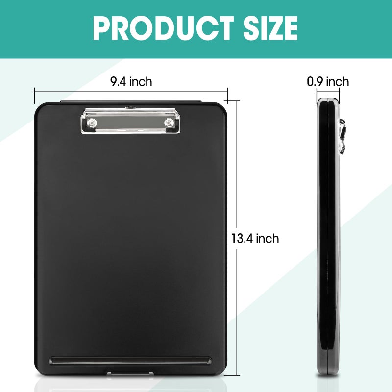YesBes 7 Pack Clipboard with Storage, High Capacity Storage Clipboard 8.5 x 11 with Pen Holder, Letter / A4 Size, Inner Plastic Folder Attached for Teacher Office Home, Size 13.4 x 9.4 x 0.9 in, Black - Image 2