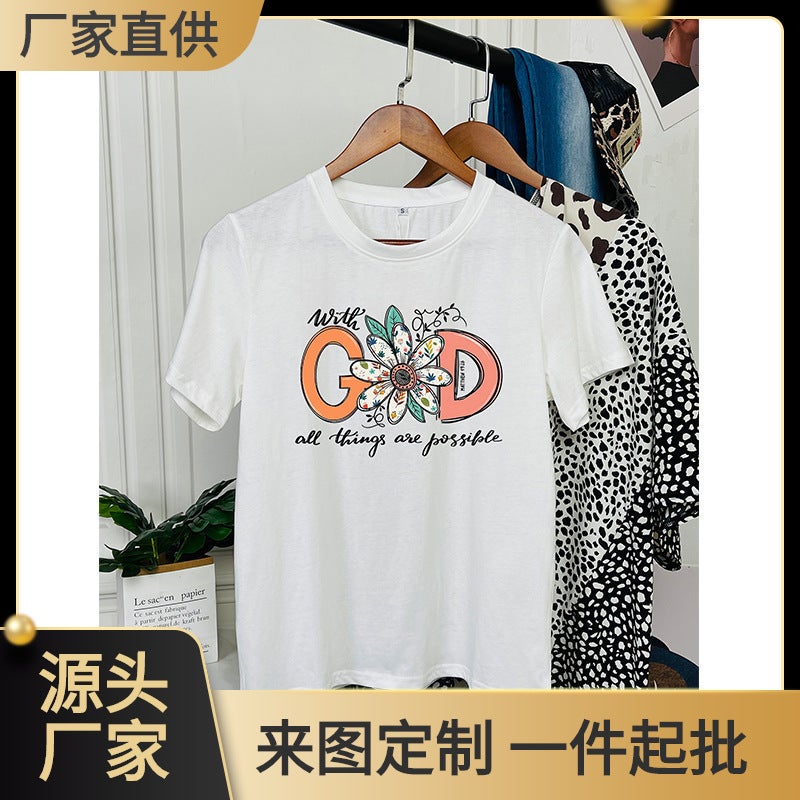 Wish New Round Neck Short Sleeve T-Shirt Women'S Fashion Trendy Figure Printed Summer Pattern Top - Image 2