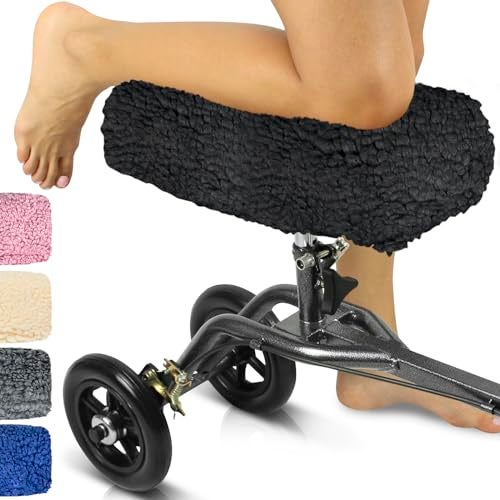 Vive Mobility Knee Scooter Pad Cover - Soft Plush Adult Sheepskin Memory Foam Cushion, Walker Accessory for Knee Roller, Padded Accessories Leg Cart Improves Comfort with Injury, Universal Fit (Black) - Image 1