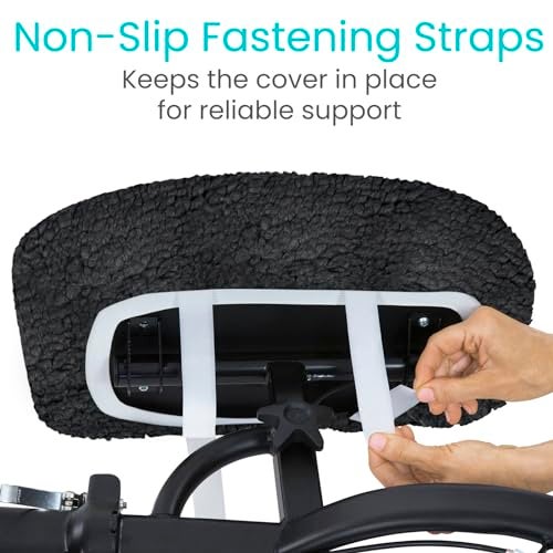 Vive Mobility Knee Scooter Pad Cover - Soft Plush Adult Sheepskin Memory Foam Cushion, Walker Accessory for Knee Roller, Padded Accessories Leg Cart Improves Comfort with Injury, Universal Fit (Black) - Image 4