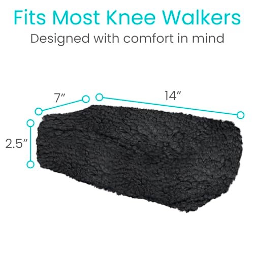 Vive Mobility Knee Scooter Pad Cover - Soft Plush Adult Sheepskin Memory Foam Cushion, Walker Accessory for Knee Roller, Padded Accessories Leg Cart Improves Comfort with Injury, Universal Fit (Black) - Image 5