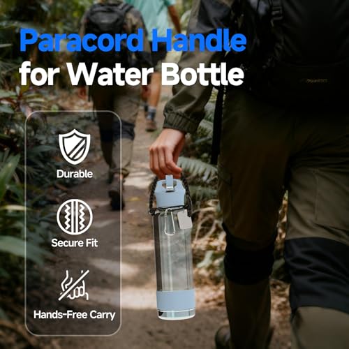 Piszvbej Paracord Handle Compatible with Coldest Water Bottle, Paracord Handle Strap Cord for Easy Carrying, with Carrier Strap Cord, Safety Ring and Carabiner, for Hiking, Camping, Gym, and Outdoor Use - Image 2