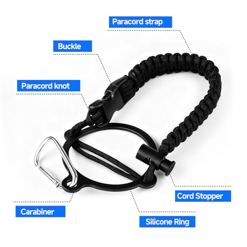 Piszvbej Paracord Handle Compatible with Coldest Water Bottle, Paracord Handle Strap Cord for Easy Carrying, with Carrier Strap Cord, Safety Ring and Carabiner, for Hiking, Camping, Gym, and Outdoor Use - Image 3