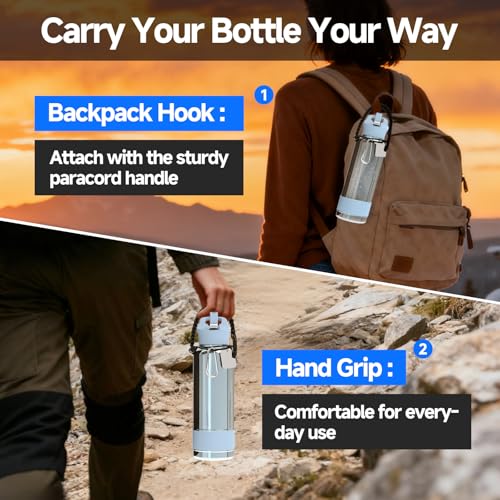 Piszvbej Paracord Handle Compatible with Coldest Water Bottle, Paracord Handle Strap Cord for Easy Carrying, with Carrier Strap Cord, Safety Ring and Carabiner, for Hiking, Camping, Gym, and Outdoor Use - Image 4