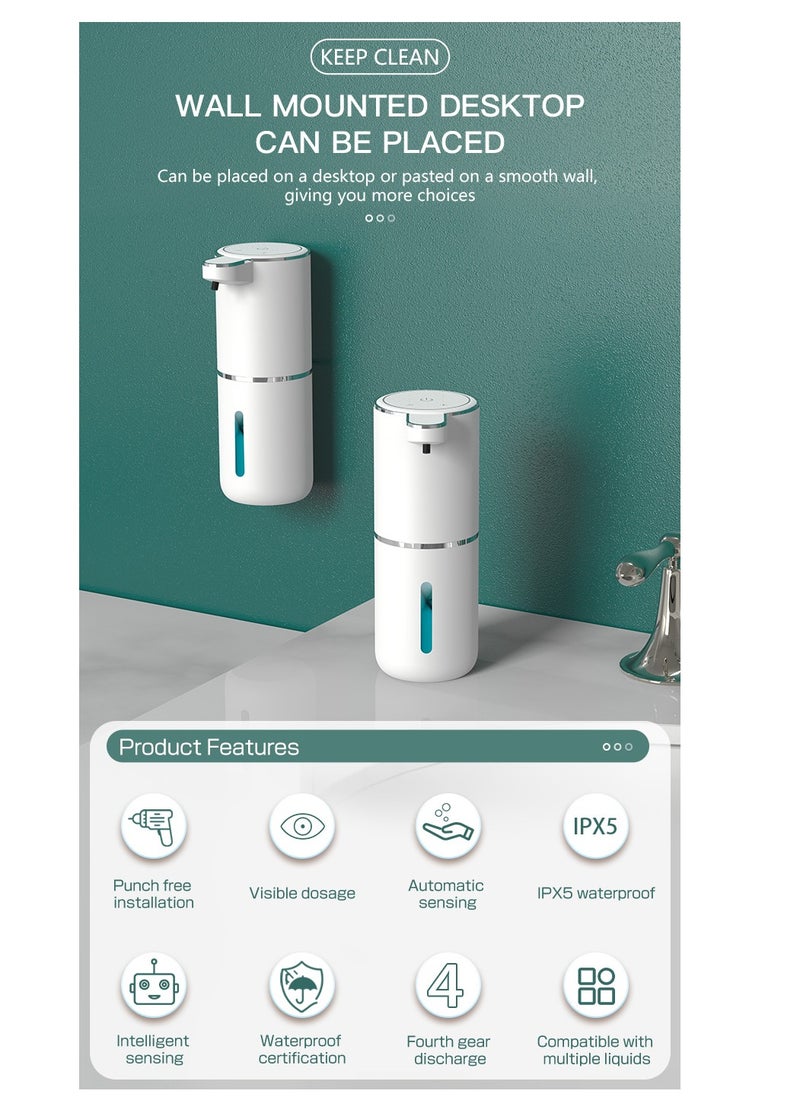 Generic Automatic Touchless Foaming Soap Dispenser, 4 Levels Adjustable Foam, 12.85oz/ 380ml Waterproof Wall Mount Soap Dispenser for Personal Care Dispenser for Household Use  - Image 5
