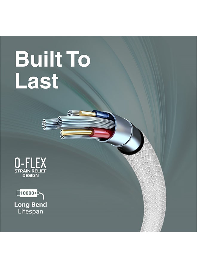 بروميت كابل بروميت USB إلى USB-C ، كابل شحن متين من السيليكون من النوع C مع شحن سريع 2 أمبير ، مزامنة بيانات 480 ميجابت في الثانية ، سلك 1 متر وعمر طويل للانحناء 10000 لسامسونج جالاكسي S22 ، iPad Air ، XCord-AC ، أبيض لون أبيض - Image 4
