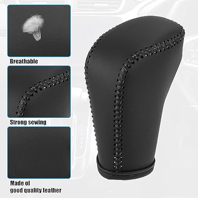 ريحني داخل سيارة X AUTOHAUX أسود من الجلد الصناعي، ناقل الحركة، غطاء مقبض ناقل الحركة، ذراع صندوق التبديل لهوندا أكورد 20182022 غرز سوداء - Image 5