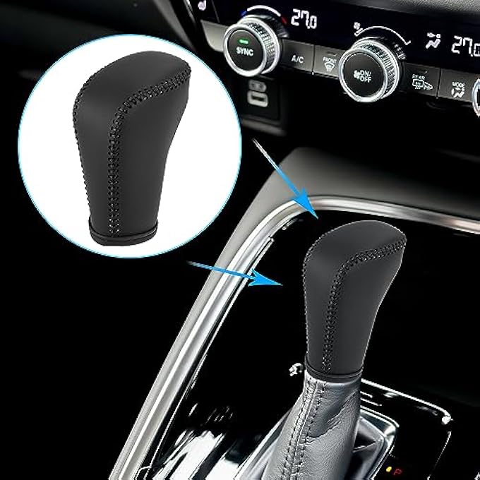 ريحني داخل سيارة X AUTOHAUX أسود من الجلد الصناعي، ناقل الحركة، غطاء مقبض ناقل الحركة، ذراع صندوق التبديل لهوندا أكورد 20182022 غرز سوداء - Image 3