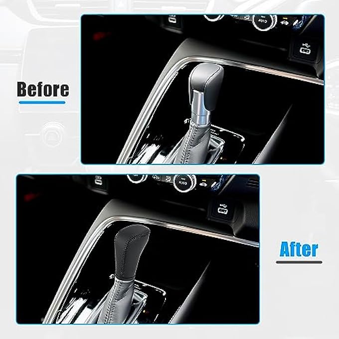 ريحني داخل سيارة X AUTOHAUX أسود من الجلد الصناعي، ناقل الحركة، غطاء مقبض ناقل الحركة، ذراع صندوق التبديل لهوندا أكورد 20182022 غرز سوداء - Image 4