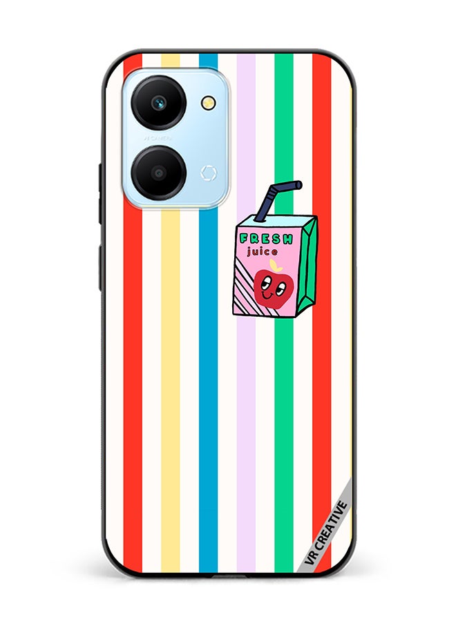 VR CREATIVE Protective Case Cover For Honor Play7T Summer Stripe Fresh Juice Apple Fruit Design Multicolour - Image 1