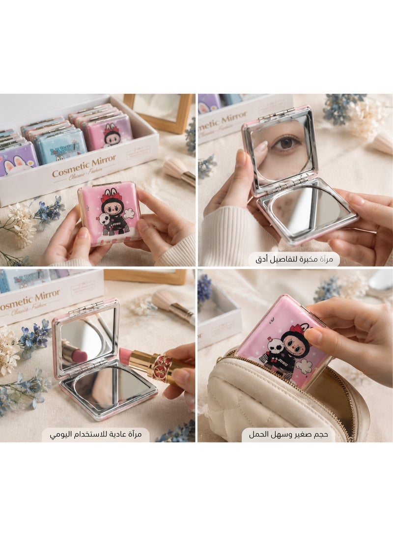 مرآة مكياج جيب كيوت مزدوجة بتصميم كرتوني – مرآة عادية ومكبرة – حجم صغير سهل الحمل 8×6 سم - Image 5