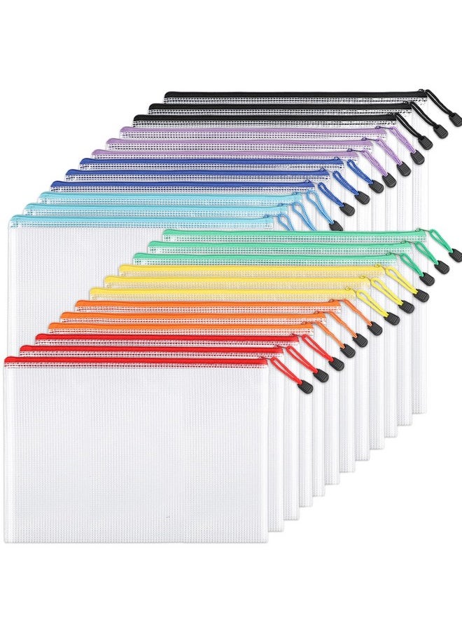 EOOUT - 24Pcs Mesh Zipper Pouch Bags, A4 Zipper Bags For Organizing Storage, Waterproof Zipper Pouches, Letter Size, File Bags For School, Toys, Puzzle, Board Games And Office Supplies - Image 1