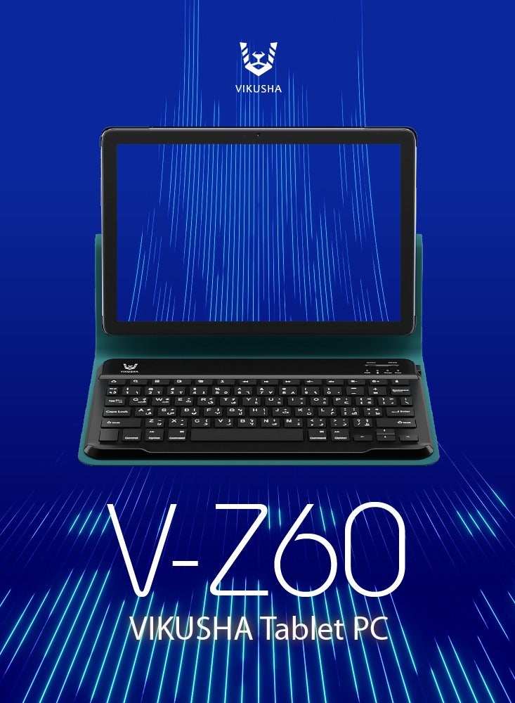 VIKUSHA V-Z60  8GB RAM+128GB Wi-Fi 4GLTE 10.1-inch 2Sim  BLUE TABLET WITH KEYBOARD