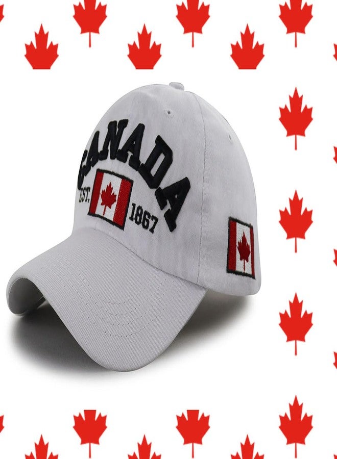 Tdopsxyxw 2PCS Canada Flag Hats for Men Women, Canadian Flags Est 1867 Baseball Cap, National Day Christmas Birthday Gifts for Dad Mom Papa Mama Grandpa Grandma White Blue - Image 2