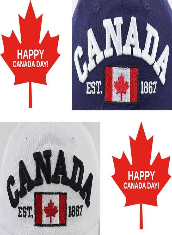 Tdopsxyxw 2PCS Canada Flag Hats for Men Women, Canadian Flags Est 1867 Baseball Cap, National Day Christmas Birthday Gifts for Dad Mom Papa Mama Grandpa Grandma White Blue - Image 4