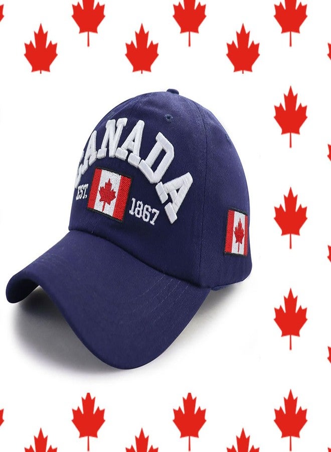 Tdopsxyxw 2PCS Canada Flag Hats for Men Women, Canadian Flags Est 1867 Baseball Cap, National Day Christmas Birthday Gifts for Dad Mom Papa Mama Grandpa Grandma White Blue - Image 3