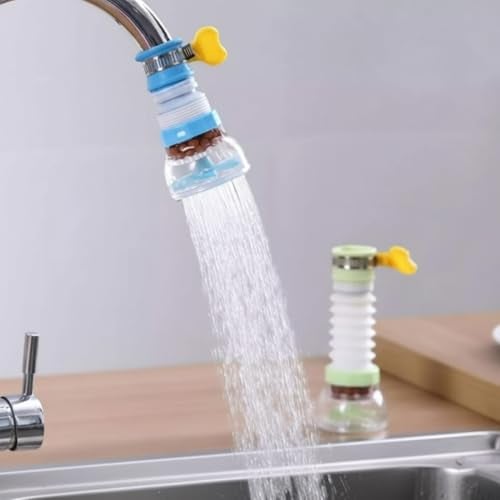 XML Kitchen Tap Extension Flexible Anti Splash Water Saving Movable Sink Faucet Expandable Water Tap Filter Shower Head Rotatable Nozzle Adapter Tap Extender for Kitchen Sink Tap Pack of 1, Plastic - Image 2