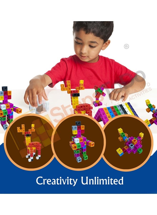 StepsToDo - StepsToDo Math Cubes & Face Plates (Pack of 200). Foundation Kit. with Activity Guide & Pen. Number & Building Block. Counting Interlinking Cubes. Creative Fun and Learn for 3+ Years - Image 1