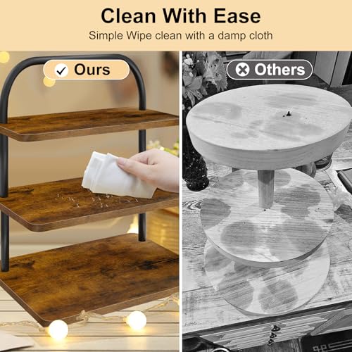 OugeWood Cupcake Stand for 50 Cupcakes, 2 PACK 3 Tier Wooden Metal Cupcake Stand Reusable Cupcake Display Stand Tiered Tray Stand Dessert Table Display Set Serving Trays for Party Rustic Farmhouse Vendor - Image 4