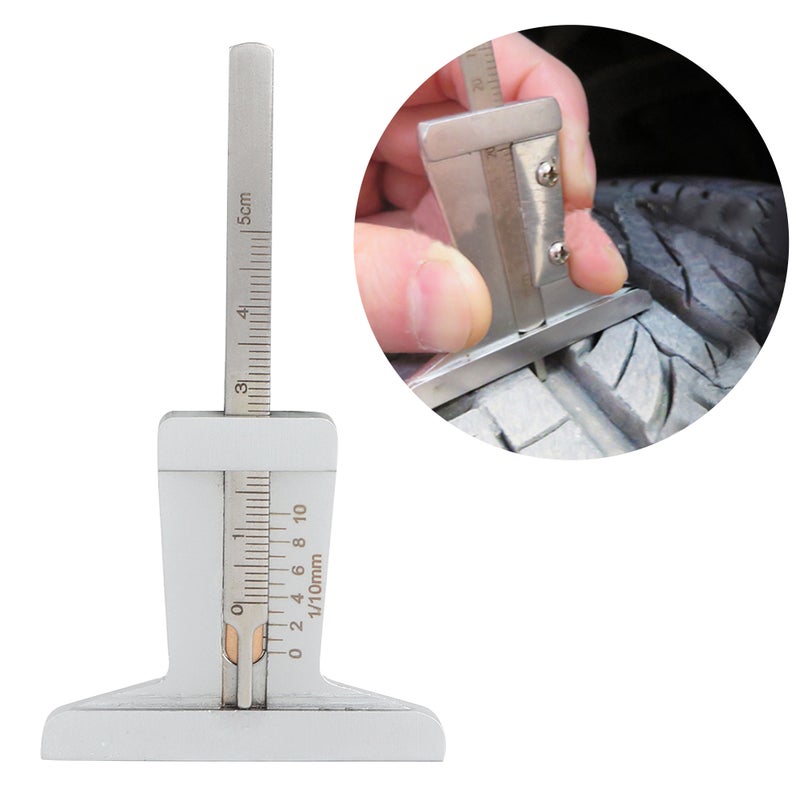 Stainless Steel Taper 0-50mm Tyre Veins Tread Depth Gauge Caliper - Image 2