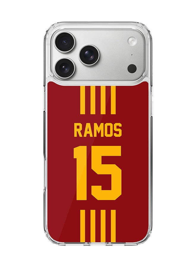 Stylizedd Classic Clear MagSafe Case for iPhone 17 Pro Max , Hybrid Soft Case Flexible Edges Anti Drop TPU PC Gel Thin Transparent Cover [ Designed for iPhone 17 Pro Max ] - Football Team - Spain , Player Name - Ramos