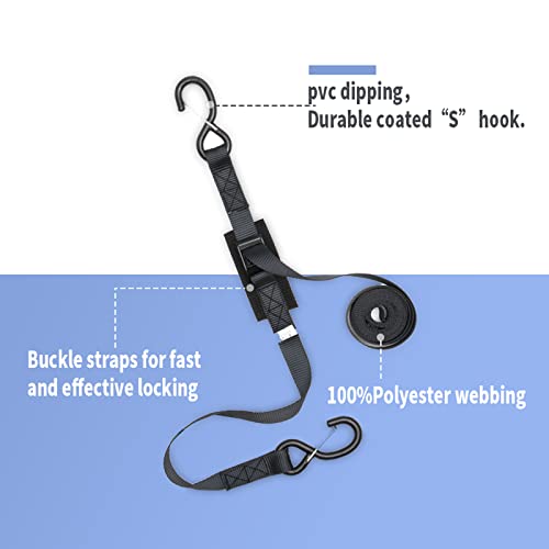 Rosemarie Cam Buckle Tie Down Straps with Hooks and Integrated Soft Loops, Heavy Dudy Lashing Straps for Motorcycle, Boat, Kayak, Truck, Trailer, Dirt Bike, Car Securing Straps 10 feet 2200lbs Break Strength - Image 2