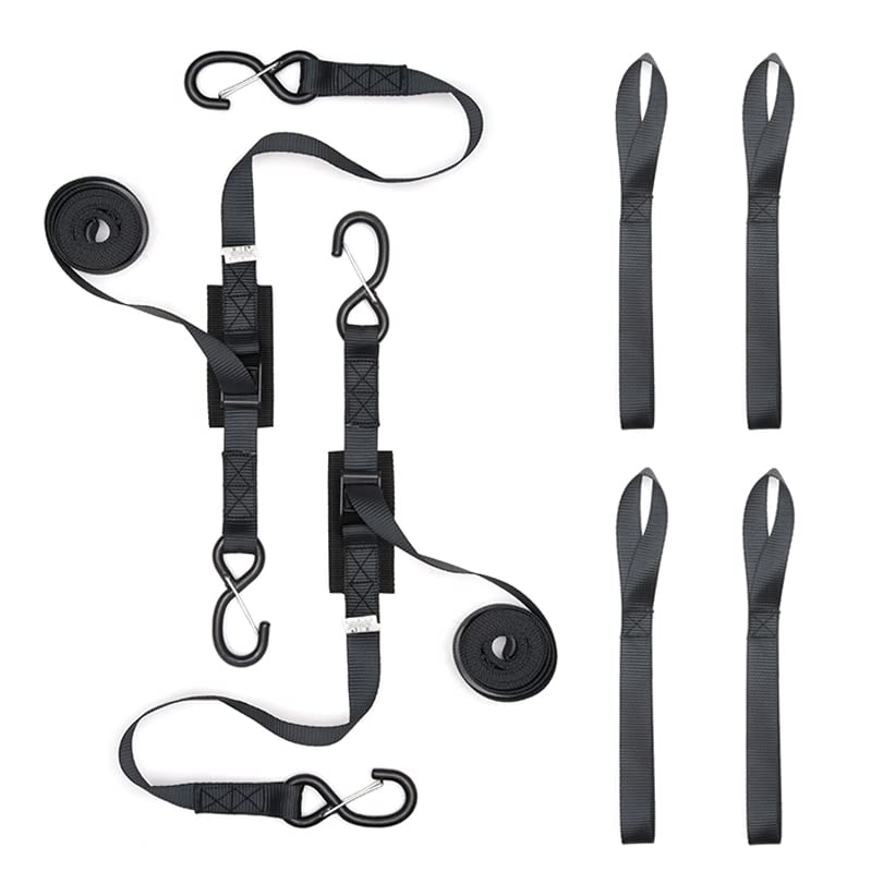 Rosemarie Cam Buckle Tie Down Straps with Hooks and Integrated Soft Loops, Heavy Dudy Lashing Straps for Motorcycle, Boat, Kayak, Truck, Trailer, Dirt Bike, Car Securing Straps 10 feet 2200lbs Break Strength - Image 1