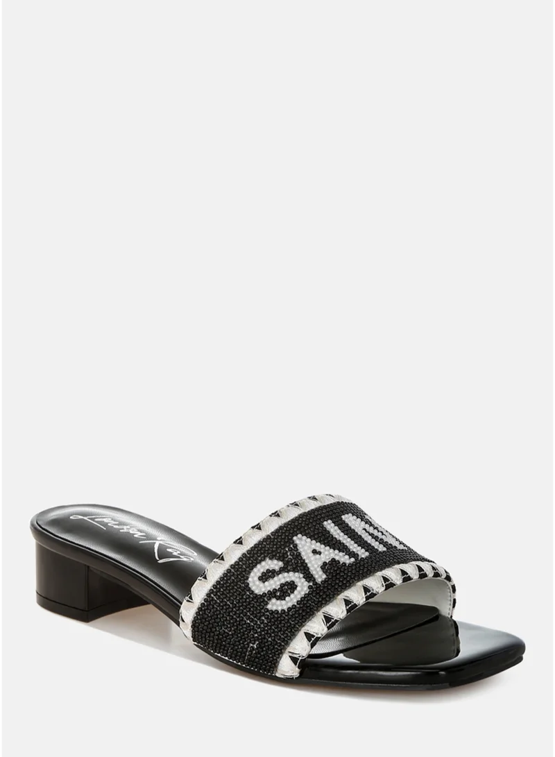 London Rag London Rag Women's Saint Tropez Beaded Slip-On Heels in Black